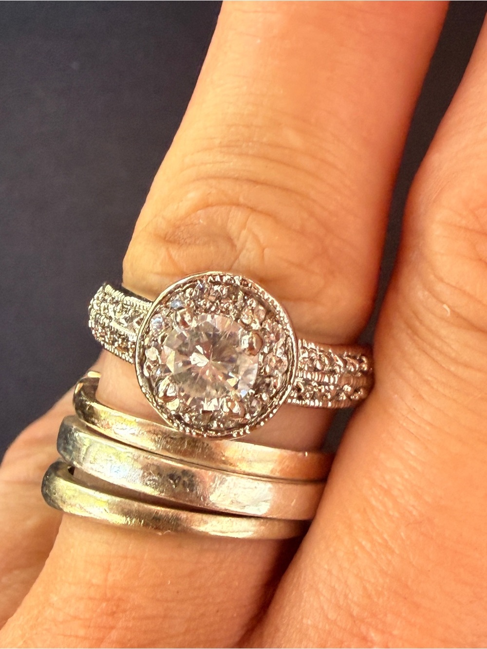 14 karat White Gold Vintage Ring Sz 7.75
